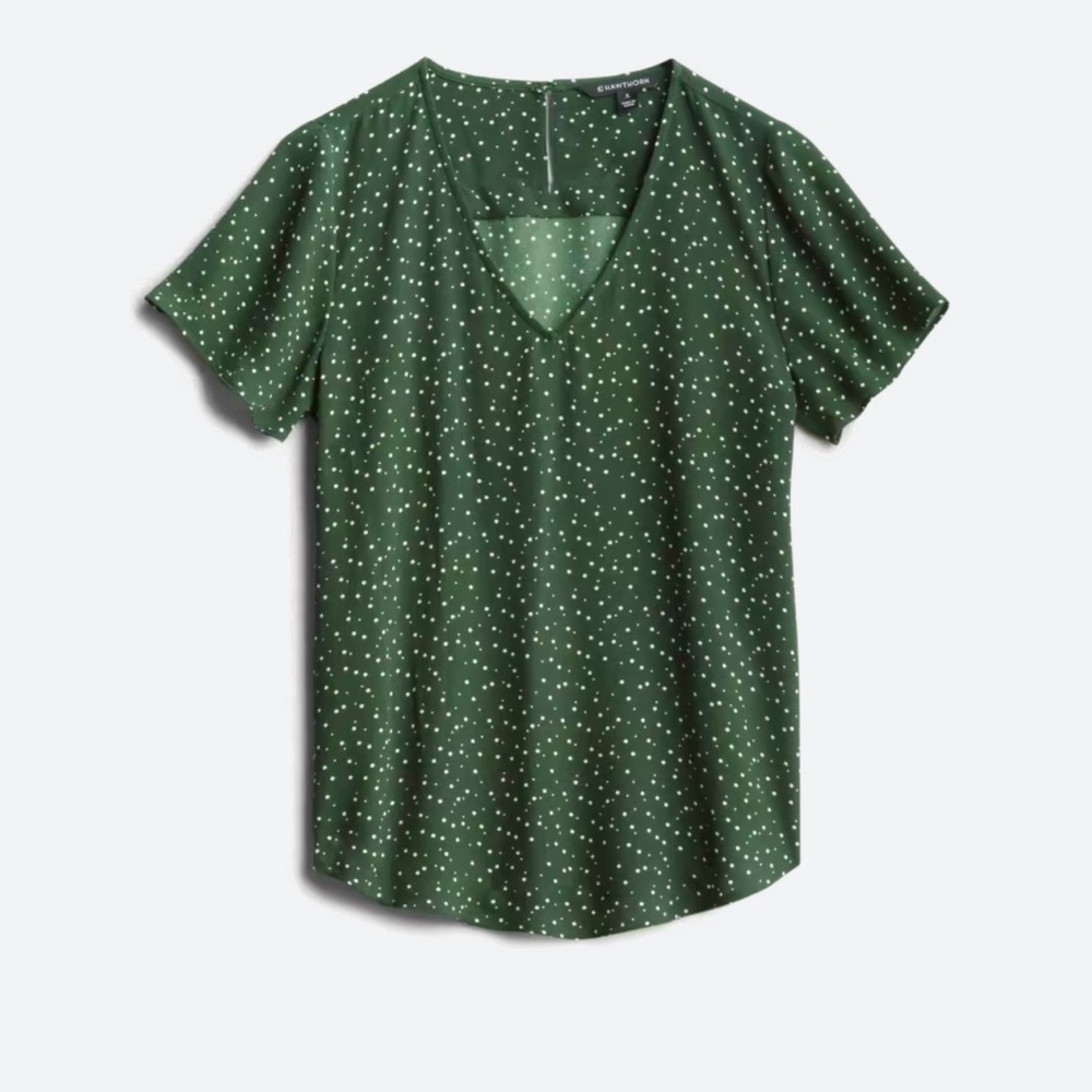 41 Hawthron v-neck flutter sleeve blouse. Dark green. Women’s size LP